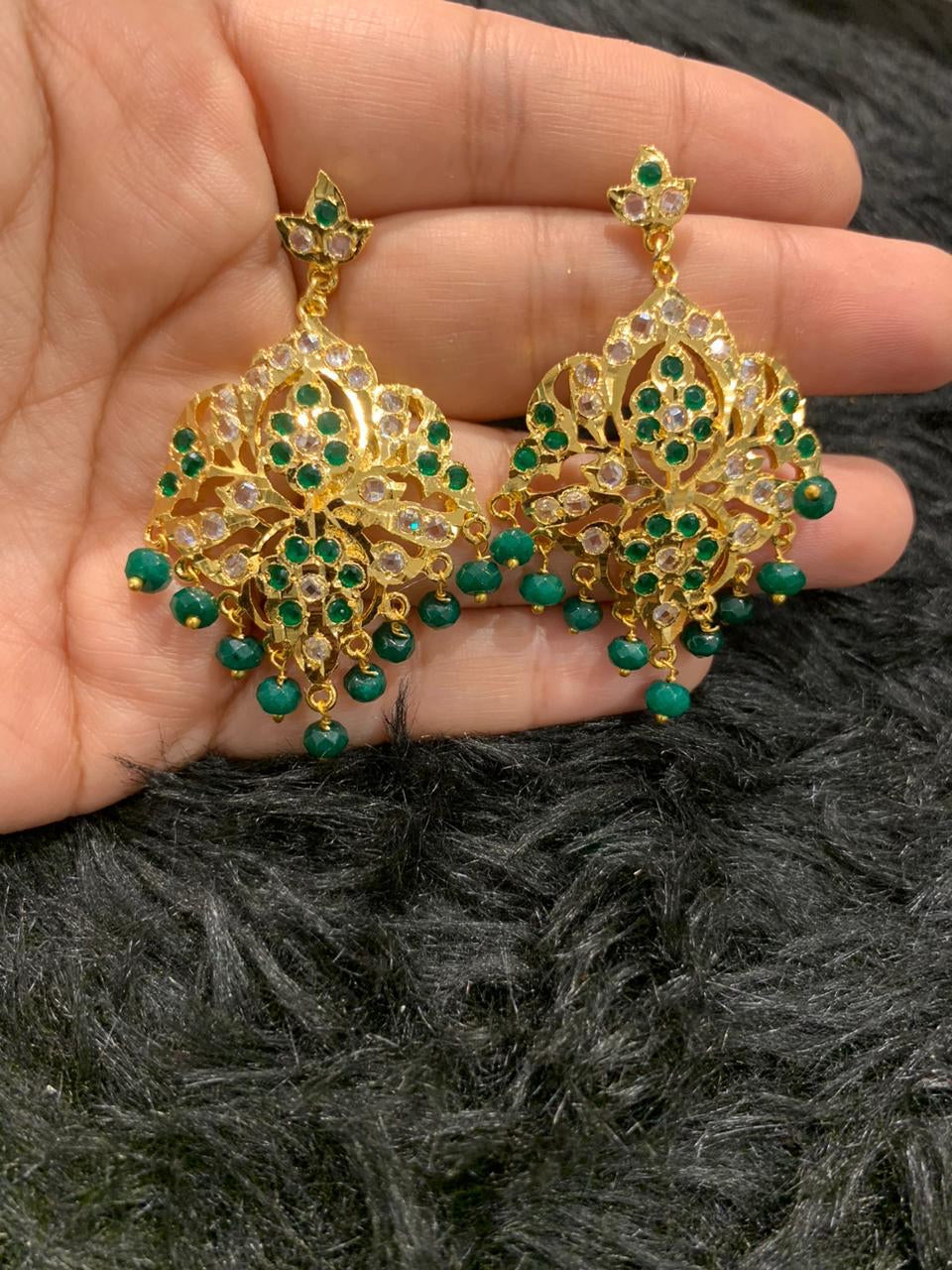 22 carat gold plated jadau earings